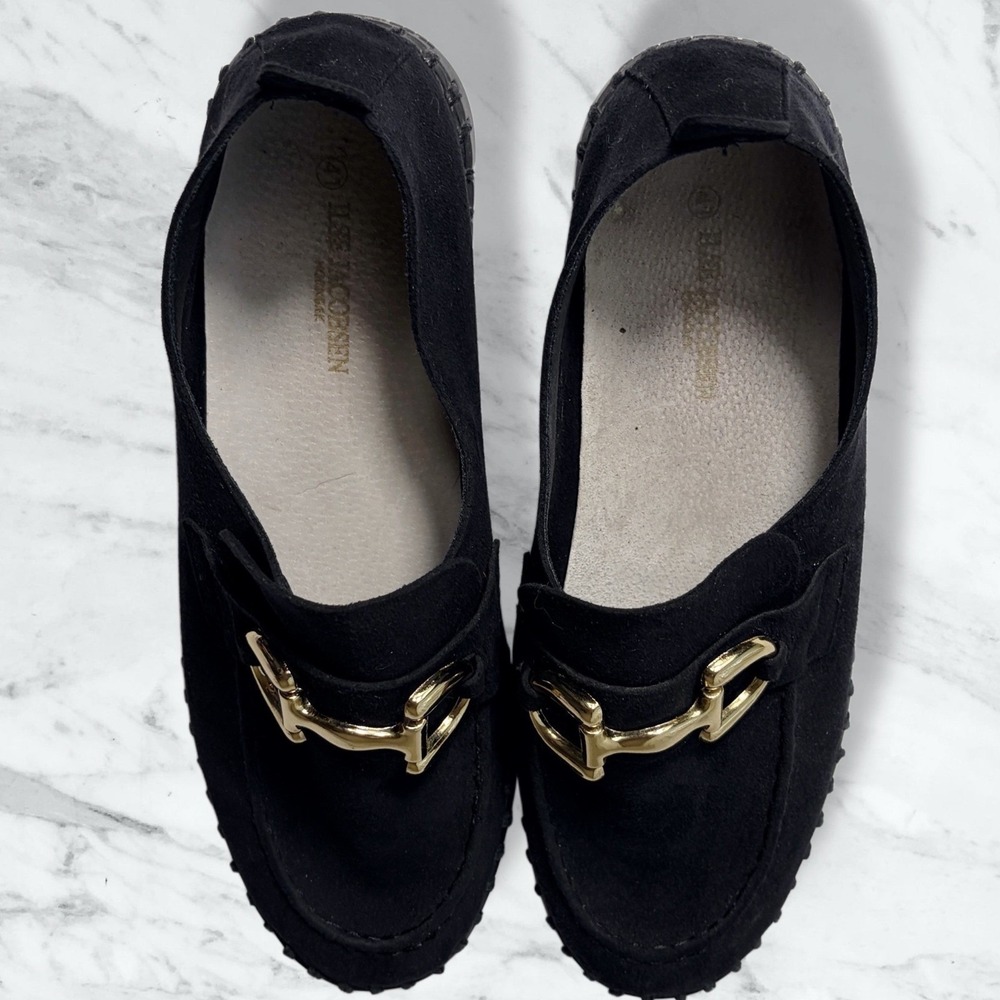 Ilse Jacobsen Black Suede Gold Link Loafers Quiet Luxury Old Money Preppy 41 - Picture 7 of 10
